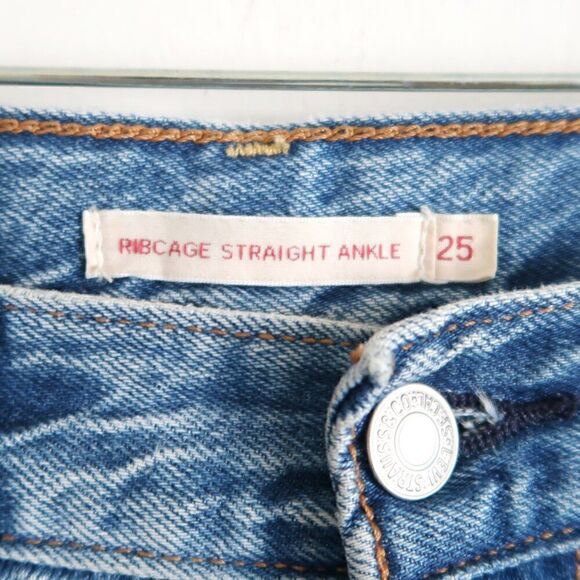 Levi's Ribcage Straight Ankle Blue Jeans - Size 25 - Picture 4 of 7